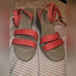 CROCS Coral Wedge Sandals